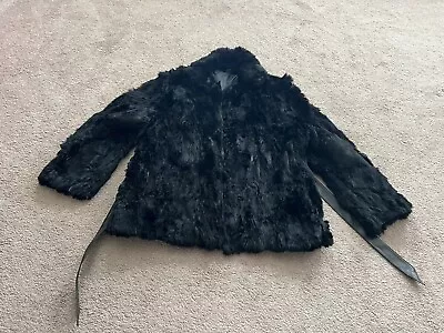 Women Black Rabbit Fur Coat - Size Large • $35