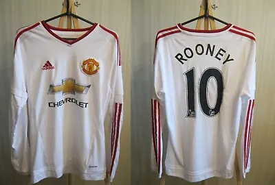 Manchester United #10 Rooney 2015/2016 Away Sz S Adidas Shirt Jersey Long Sleeve • $74.95