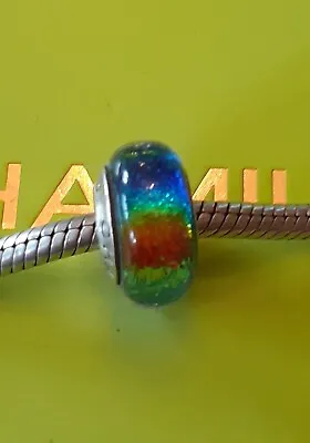 CHAMILIA Iridescent Rainbow Murano Charm 925 Sterling Silver • £13