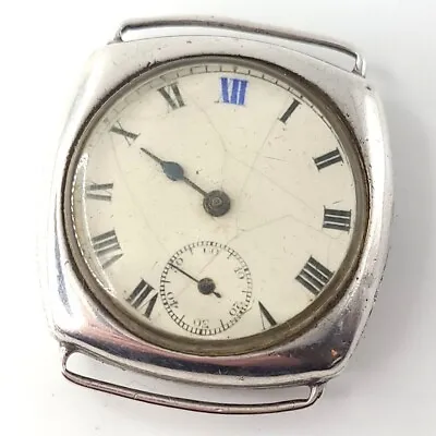 1928  Dimier Uno  Silver Hallmarked Trench Watch Style Antique Mens Cushion Case • £80