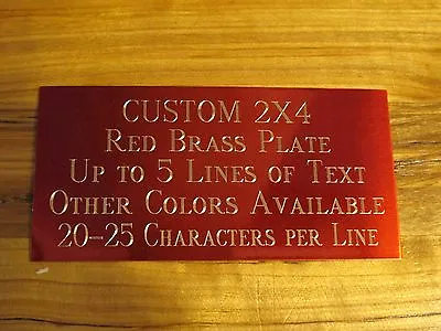 Custom Engraved Plate Red Brass 2 X4  Custom Name Plate Plaque Art Label Tag • $7