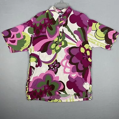 MANUHEALII Men's Large Casual Rayon Shirt Hawaiian Design Print Vintage • $59.99