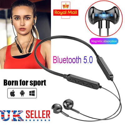 Magnetic Wireless Bluetooth Earphones Headphones Sport Gym For Samsung IPhone UK • £4.99