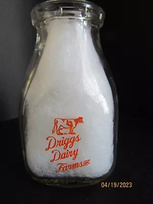 $8 • Buy Vintage Driggs Dairy Farms 1/2 Half Pint Milk Bottle Ohio