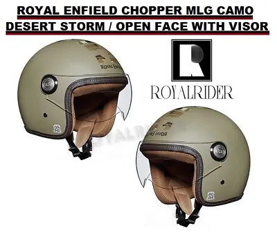 Fits Royal Enfield  CHOPPER MLG CAMO HELMET-DESERT STORM / OPEN FACE WITH VISOR  • $86.39