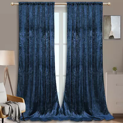 2Panels Crushed Velvet Curtains Thermal Insulated Drapes For Living Room Bedroom • $46.59