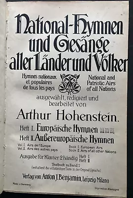 National-Hymnen Und Gesänge I & II In HC Arthur Hohenstein (ed.) Ca. 1928 VG! • £16.06