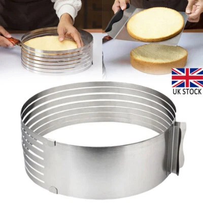 £8.02 • Buy Stainless Steel Mousse Cake Slicing Ring Mold Layer Slicer Cutter Baking Tool UK