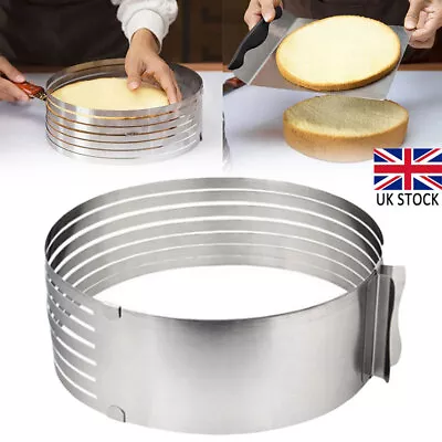 Stainless Steel Mousse Cake Slicing Ring Mold Layer Slicer Cutter Baking Tool UK • £8.99