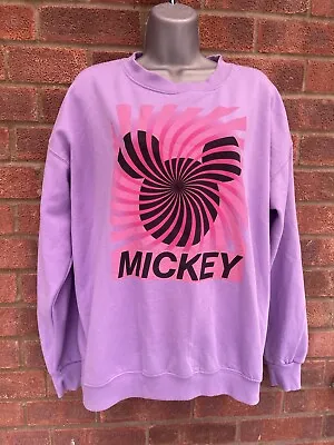 Disney Mickey Mouse Gorgeous Bright Purple  Casual Sweatshirt Top Sz Large • £2.99