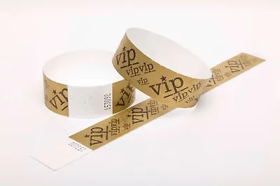 £1.99 • Buy Gold VIP 1  Tyvek Paper Wristbands For Security, Events, Festivals And Parties