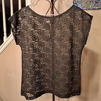 Rare Vintage Georgy Black Venetian Lace Overlay Womens Large • $60