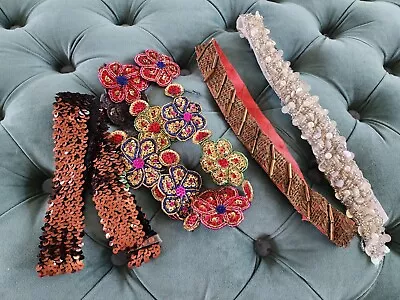 Lot Of Vintage Trim Fabric Scraps Sequins Beaded Various  • $20