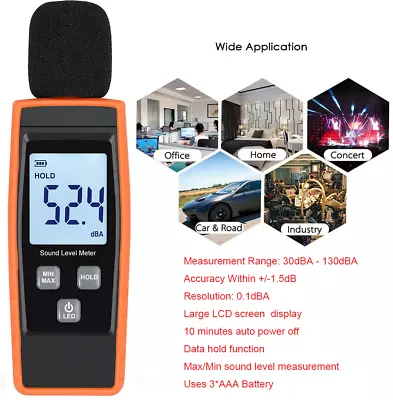 Digital Sound Level Meter 30-130dB Reader Pressure Decibel Noise Monitor Measure • $25.75