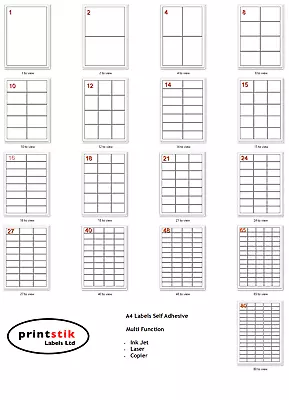 £3.15 • Buy  Address Labels White A4 Sheets Sticky Self Adhesive For Inkjet Or Laser Printer