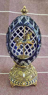 Faberge Sapphire Inspiration Crystal Caroulsel Egg The Franklin Mint • $499.99