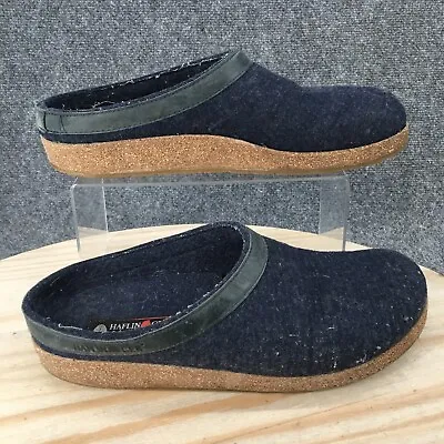 £46.13 • Buy Haflinger Slippers Womens 44 Grizzly Clogs Mules Blue Wool Flats Slip On Cork