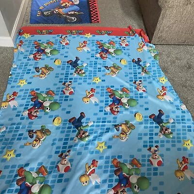 Nintendo Super Mario Brother Flat TWIN Sheet Coin Eat My Dust Pillow Case Wii • $19.99