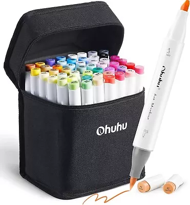 48 Colors Alcohol Brush Markers Ohuhu Double Tipped (Brush & Chisel) Sketch Mar • $81.90