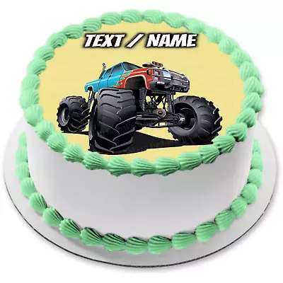 Monster Truck Cake Image Car Party Decoration Personalized Name Birthday Edible • $8.98