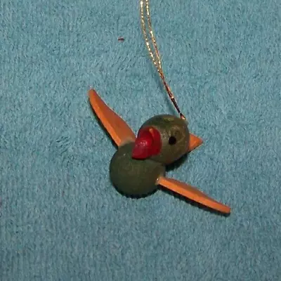 Mini Christmas Ornament (Mini Greenish Bird) Wood • $7.25