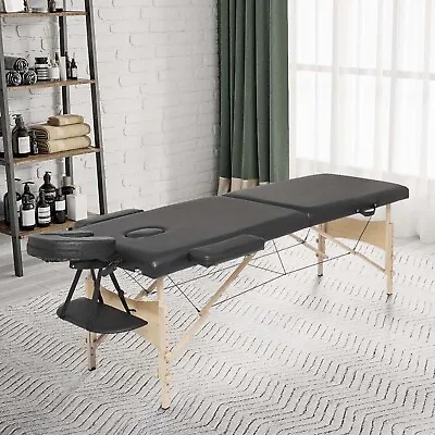 £78.99 • Buy Massage Table Bed Folding Portable Beauty Therapy Salon Couch Adjustable Black
