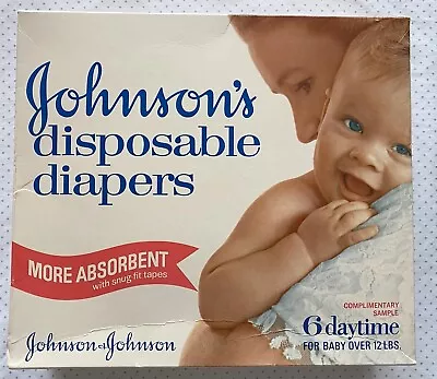 Vintage 1970's Johnson's Disposable Plastic Diapers 12lbs And Up 6ct Full Box • $5