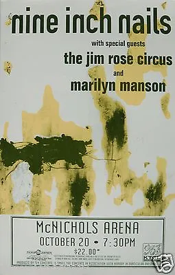 NINE INCH NAILS/MARILYN MANSON 1996 DENVER CONCERT TOUR POSTER -Industrial Music • $32.51