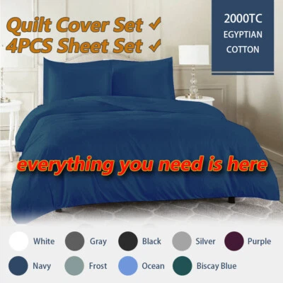 $32.39 • Buy 2000TC Cotton Quilt Cover Sheet Set Bedding Spree Gift Housewarming Essential AU