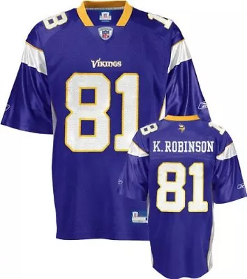 REEBOK MINNESOTA VIKINGS ROBINSON JERSEY ON Field L LARGE LG PURPLE NEW • $34.99