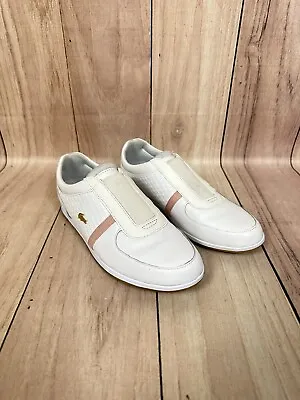 Lacoste Womens Slip On  Rey  Shoes Sneakers - WHITE/GOLD - Size 6 US - Like New • $50.96