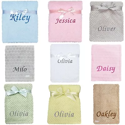 Baby Girl Boy Personalised Blanket Embroidered Name Many Colours • £12.95