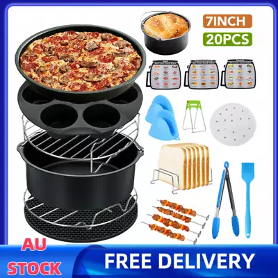 7 In Air Fryer Accessories Frying Cage Dish Baking Pan Rack Pizza Tray Pot AU • $34.95