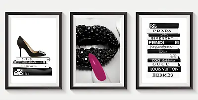 Set Of 3 Fashion Vogue Designe Perfume Art Bedroom Home Posters Living Room  • £6.49