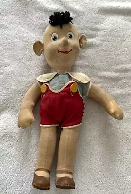 Vintage 1930s? Pinocchio Stiff Cloth Doll W Brass Key Wind-Up Music Box In Body • $8.50