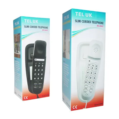 TEL-UK Bilbao 18008 Corded Home Phone Wall Mountable 3 Number Memory White • £10.79