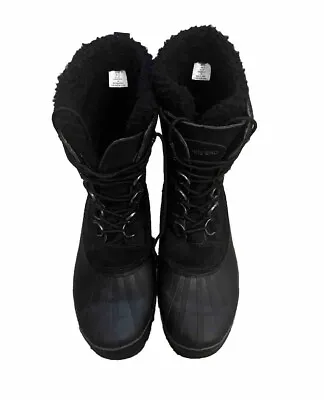 Men's Expedition Suede Insulated Winter Snow Boots Black Size US 13 • $19.31