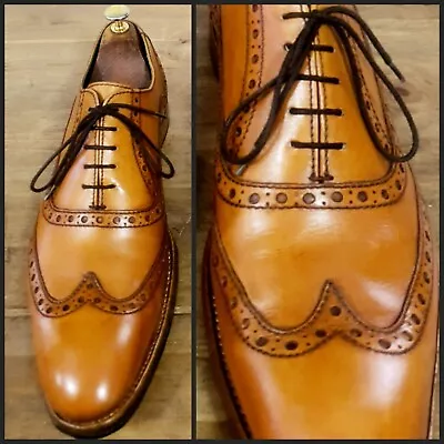 Mens Barker Creative Collection English Handmade Leather  Brogue Shoes Tan 9.5uk • £69.95