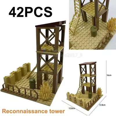 MOC Military Base Desert Fortress Watch Tower House Weapon Building Blocks Set • $15.19