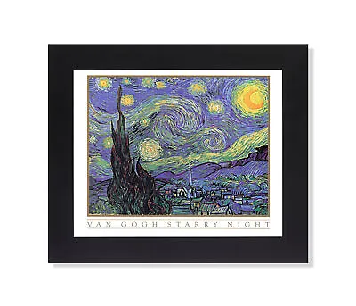 Starry Night In Town Vincent Van Gogh Wall Picture Black Framed • $29.79