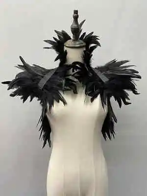 Natural Feather Shawl For Women Cosplay Shoulder Wraps Punk Gothic Scarves • $19.98