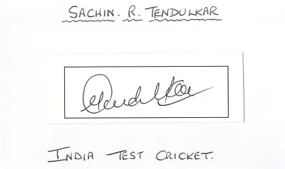 Sachin Tendulkar - India Test Cricket Legend - Hand Signed Piece Onto Card. • £25