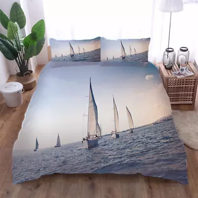 Uniform Sailing Boat3D Print Duvet Quilt Doona Covers Pillow Case Bedding Sets • £63.89