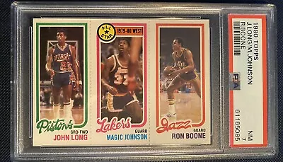 PSA 7 Magic Johnson 1980 Topps Rookie Card RC W/ John Long Ron Boone Lakers • $50