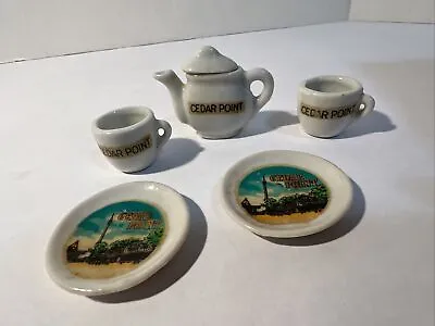 Vintage 1950’s Cedar Point Lake Erie Ohio Souvenir Mini Tea Cups & Saucers Set • $17.50