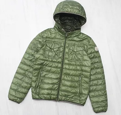 Boys 14Y MONCLER Clovis Down Puffer Jacket Full Zip Hooded Green • $280