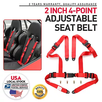 1X2  4 Point Racing Harness Camlock Quick Release Safety Seat Belt RED ATV UTV • $30.19