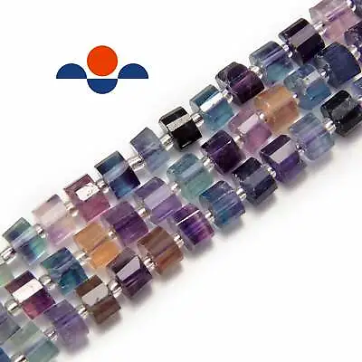 Multi Color Fluorite Faceted Rondelle Wheel Disc Beads Approx 7-8mm 15.5  Strand • $18.44