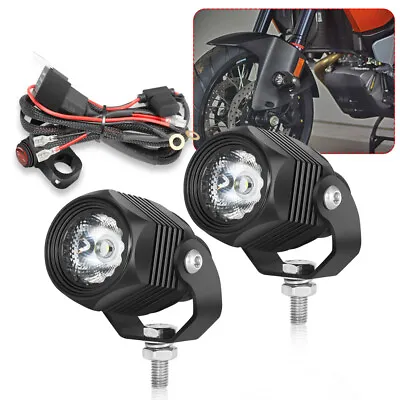 2x2.1  Motorcycle/E-Bike Headlight LED Spot Fog Lights Driving Offroad W/Wiring • $59.98