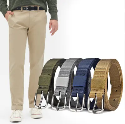 Men Belt Military Canvas Nylon Belts Tactical Outdoor Belt With Metal Buckle NEW • $5.77
